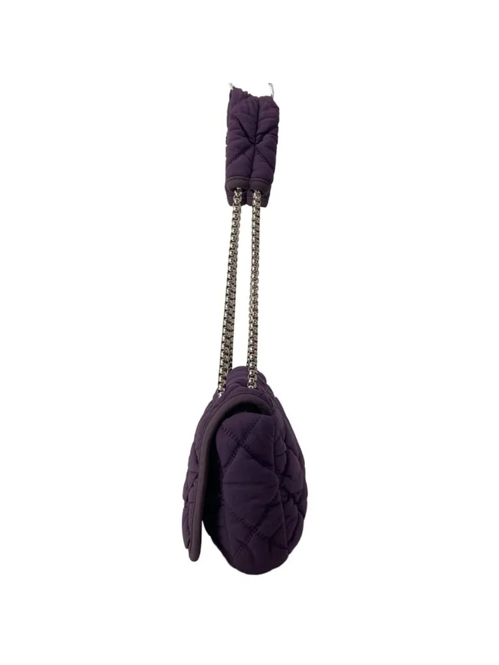 Chanel Shoulder Bag Bubble Quilt Purple Flap Chain Silver